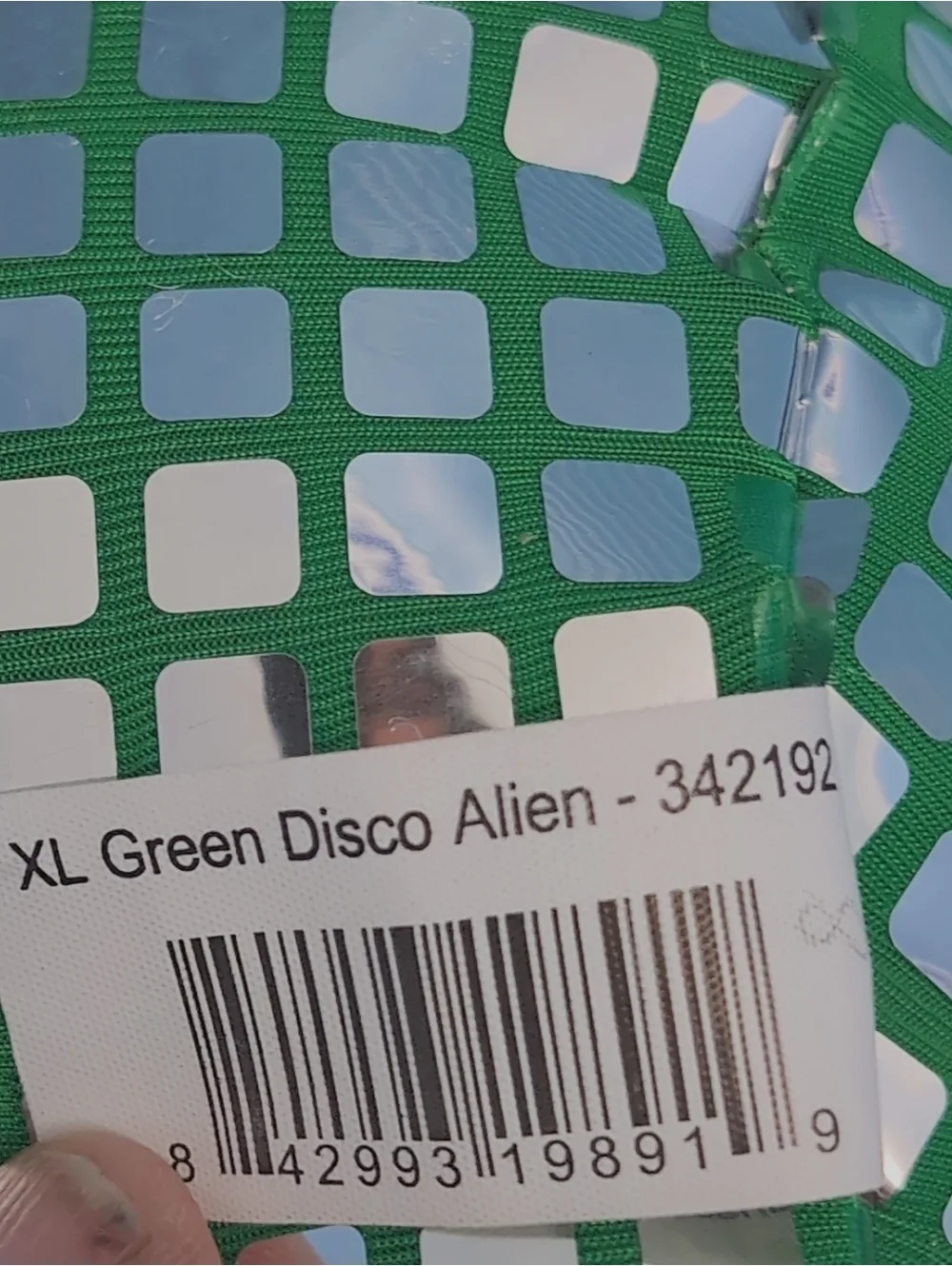 Jumbo XL 38 Inch Green Alien Plush Toy - Disco Heart Shiny Mosaic Design